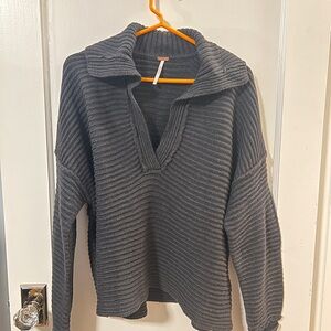 Free People Black V-Neck Sweater